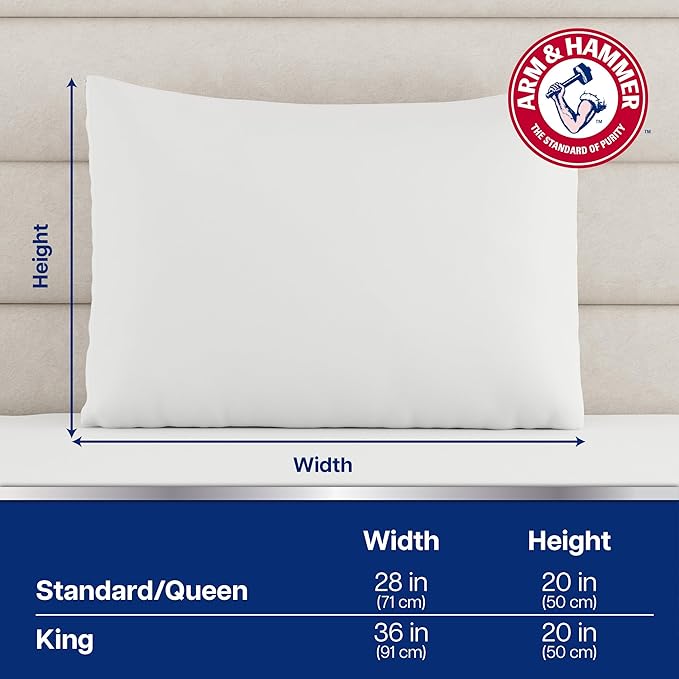 Arm & Hammer Cooling Comfort Zippered Pillow Protector, 2-Pack, Standard/Queen