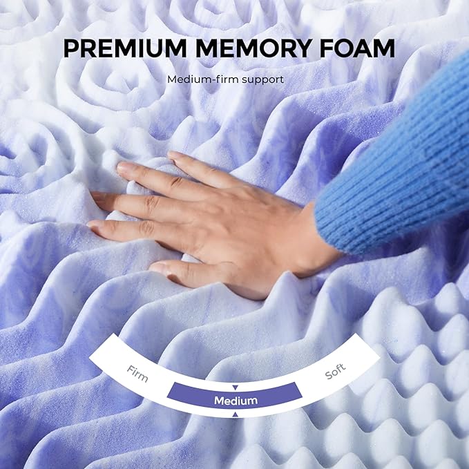 Dreamsmith 4 Inch Mattress Topper 7-Zone Memory Foam Mattress Topper Pressure Relief Soft Mattress Pad, Made with CertiPUR-US® Certified Foam, King Size Bed