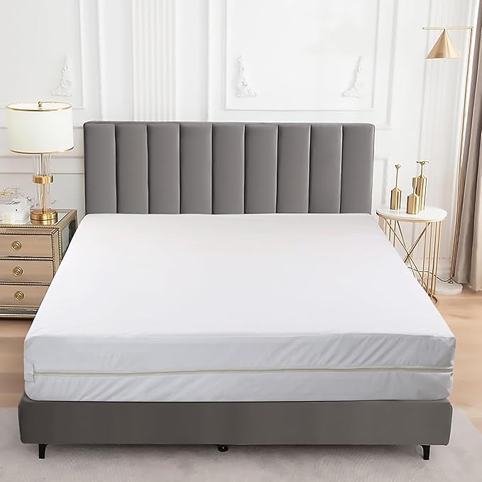 12 Pack Full Mattress Protector Encasement with Zipper – Waterproof Mattress Protector Full Size – Soft, Breathable & Noiseless Zippered Mattress Cover – Fits Up to 12”