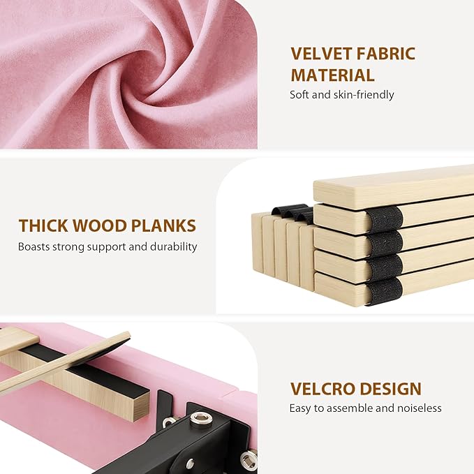 EVLIQUIL Bed Frame Full Size with 4 Storage Drawers, Upholstered Headboard & Frame, Sturdy Metal Frame & Wood Slats, Platform Bed Frame No Box Spring Needed, Easy Assembly, Pink