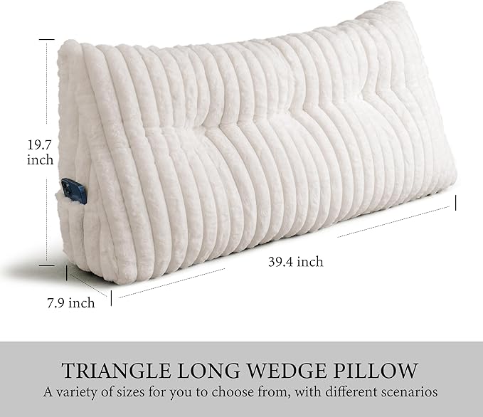 Headboard Pillow Twin XL, Triangular Wedge Pillow Headboard, Cushion Headboards Reading Pillows, Backrest Pillows for Sitting in Bed or Working with Removable Cover, Beige