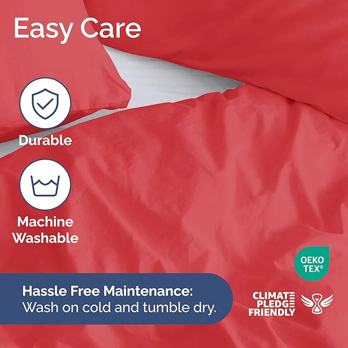 Duvet Cover Cal King Size Set - Extra Soft Cal King Duvet Cover 104" x 98" with 2 Pillow Shams - Hotel Luxury, Easy Care & Fade Free w/ Zipper Closures & Ties - All Season, Comfy & Breathable (Red)