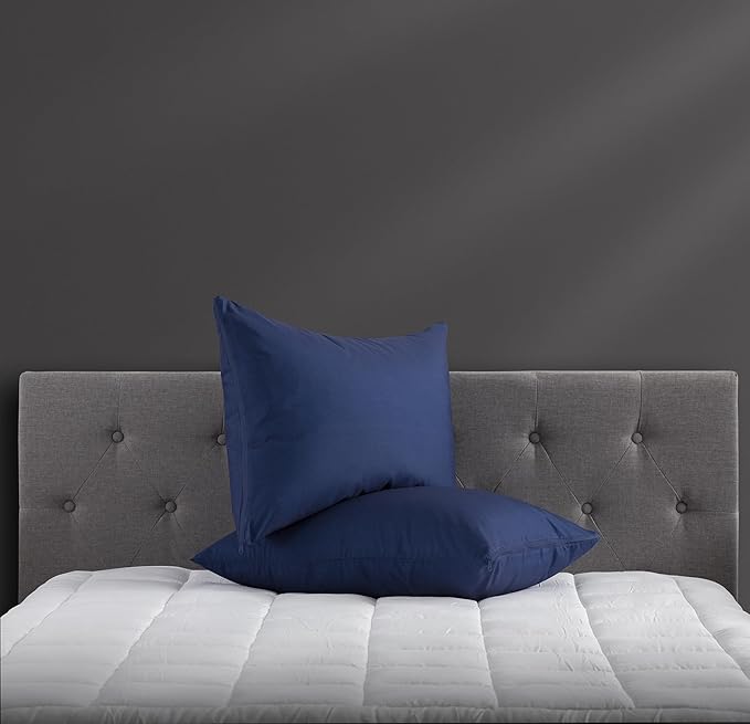 Micropuff Navy King Size Pillow Protectors with Zipper - 4 Pack - Soft and Breathable Hypoallergenic Pillow Cover. Pillowcase Protects Against Stains, Spills, and Perspiration.(20 x 36)