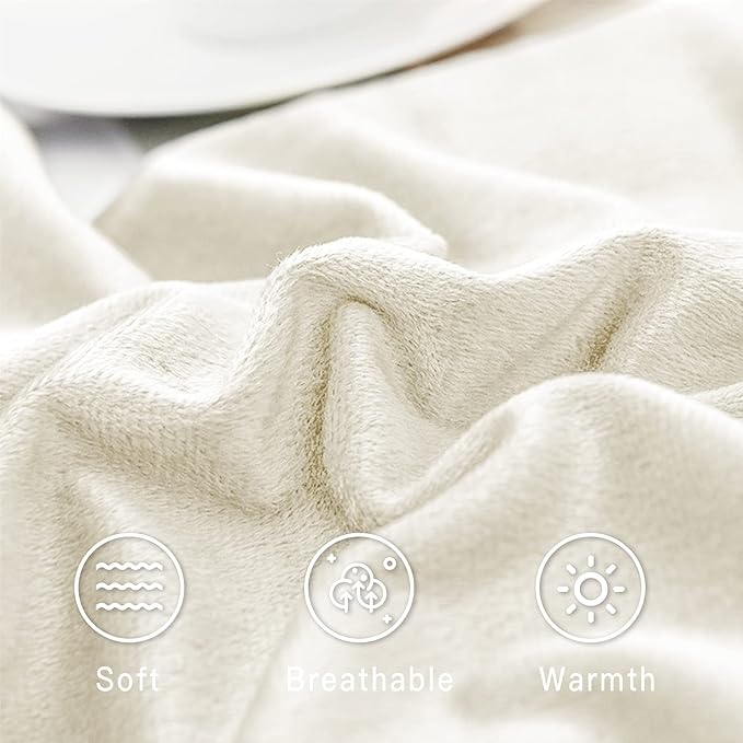 StangH Cream White Pillowcovers Bed Pillowcases Super Soft Velvet Pillow Covers Warm Pillow Protector for Babies/Hair and Skin Friendly, Set of 2, Ivory White, 20 x 30 inches