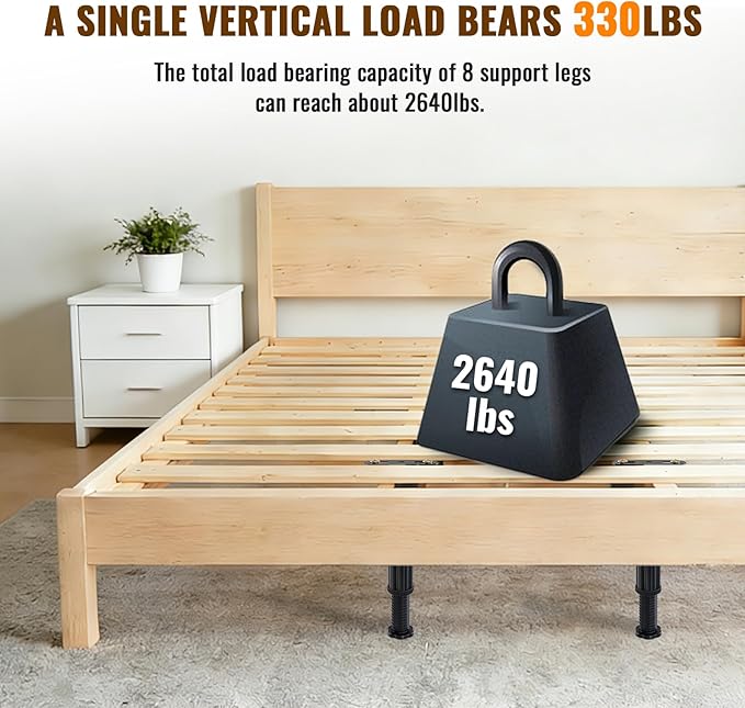 YHK 8PCS Adjustable Height Bed Support Legs 7.8-13.0inch, Heavy Duty Bed Frame Support Legs for Bed Slat and Frame, Plastic Bed Frame Support Replacement Bed Support Reinforcement Parts
