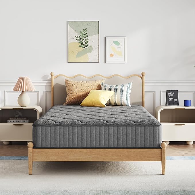 Novilla Mattress Queen Size 8 Inch, Queen Hybrid Mattress with Gel Infused Memory Foam Layer & Pocketed Coils for Balanced Firm Comfort & Cushioned Pressure Relief Mattresses in a Box