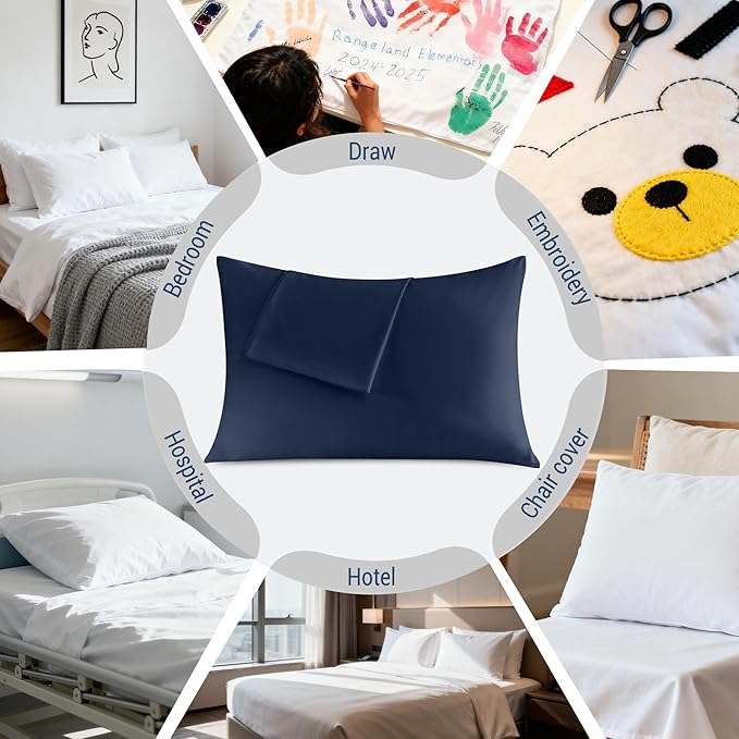 Pillowcases Standard 4 Pack, 20x26 Pillow Cases with Envelope Closure, Soft Plain Brushed Microfiber Covers Breathable Wrinkle-Resistant, Navy Blue