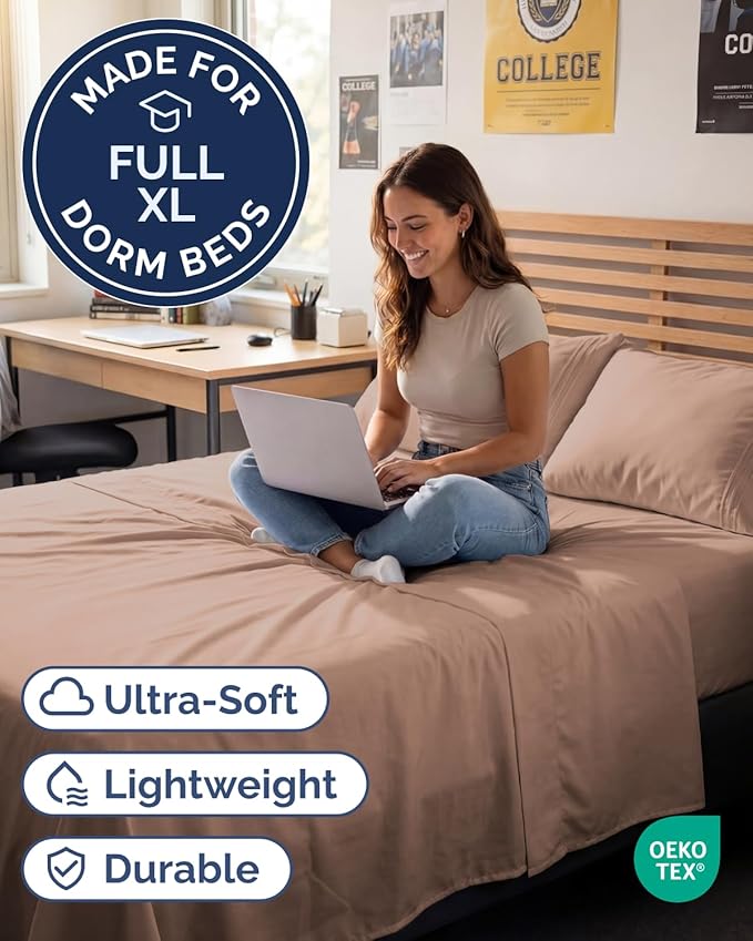 Full XL Bed Sheet - 4 Piece Full XL Bed Sheets Set - Ultra-Soft, Comfy, Breathable & Cooling - Hotel Luxury Bedding for Women & Men with Deep Pockets - Wrinkle Free & Fade Resistant - Oeko-Tex - Mauve