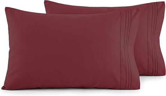 Elegant Comfort Luxury Ultra-Soft 2-Piece Pillowcase Set - 1500 Premium Hotel Quality Microfiber Double Brushed - Wrinkle Resistant, King Size, Burgundy