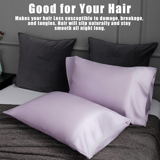 TELUS Pillow Cases Standard Size 2 Pack, Bamboo Rayon Cooling Pillowcases with Envelope Closure, Cool Breathable Pillow Cover for Hot Sleeper & Night Sweats, 20x26 inch, Purple