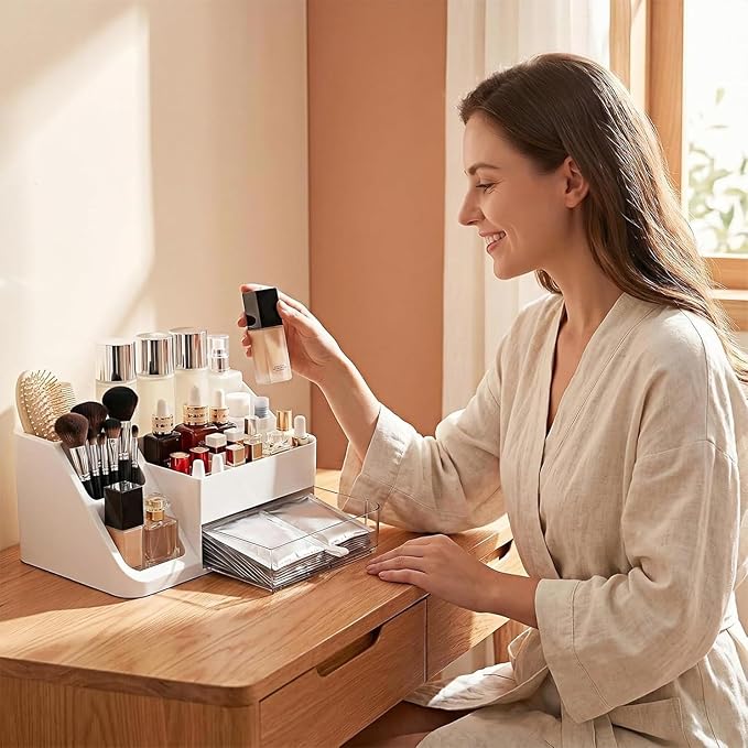 Makeup Organizer with Drawers,Large Countertop Makeup Organizers for Vanity,Storage Box Cosmetic Display Cases,Top Dresser and Bathroom,Dresser, Desk, Kitchen, Countertop