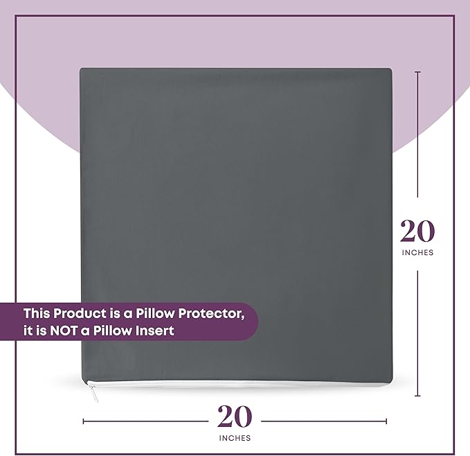 CIRCLESHOME Throw Pillow Protectors - 100% Cotton Breathable Pillowcases - 20 X 20 Square Pillowcases - Protects Pillows from Dirt, Dust and Debris (Square Pillow - 4 Pack- 20x20)