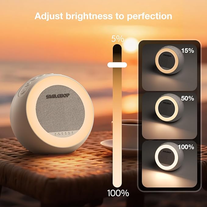 White Noise Sound Machine with Night Light, Portable Sound Machine for Baby and Adults with 10-Color Night Light, 32 Soothing Sounds & 5 Timer for Nursery, Home Office Privacy and Travel
