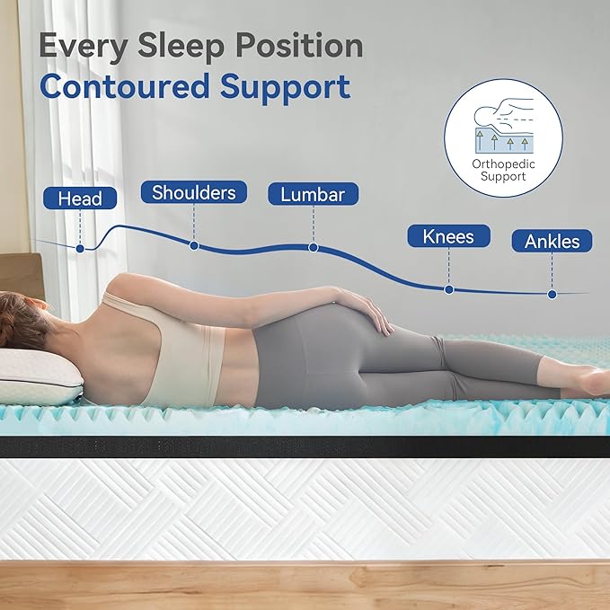 Firm Mattress Topper Twin XL Size 3 Inch, Pain Relieving Foam Bed Topper for Extra Support, 5-Zone Memory Foam&High-Density Foam Mattress Pad, CertiPUR-US Certified