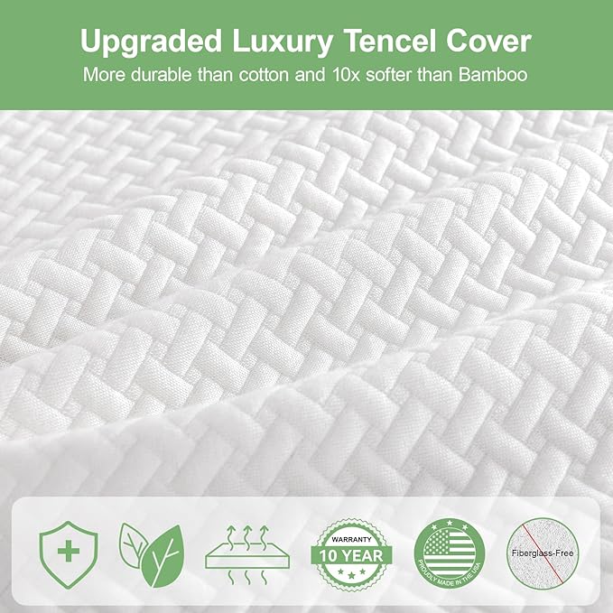 RV Mattress Short Queen 10 Inch,Premier Cool Green Tea Gel Memory Foam Mattresses for Camper/Truck/Trailer, Medium Firm-Mattress for Back Pain,Removable Fiberglass Free Cover,CertiPUR-US, 75'' x 60''