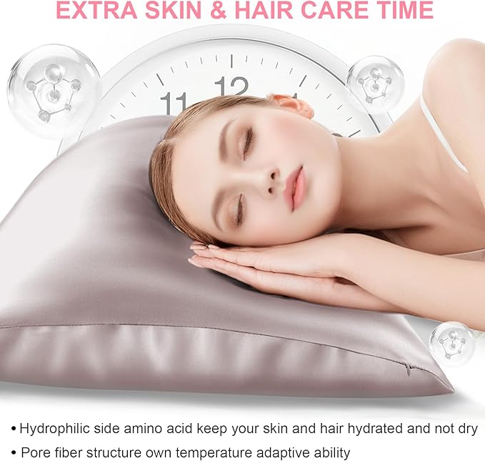 Silk Pillow Cases King Size with Hidden Zipper, Mulberry Silk Pillowcase for Hair and Skin, Smooth and Soft Breathable Cooling Silk Satin Pillow Covers for Sleeping, Gifts for Women, Taupe
