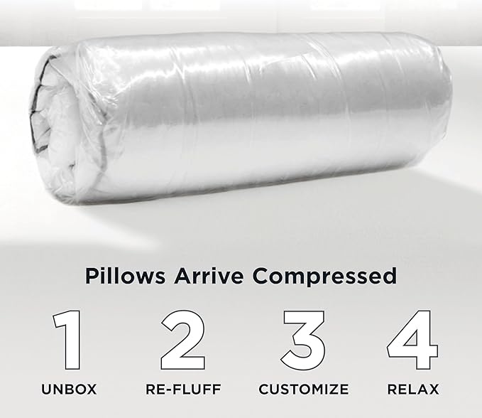  AllerEase Platinum 2-in-1 Adjustable Pillow, CleanBoost Allergen Barrier, Extra Fill, Standard/Queen - 2 Pack