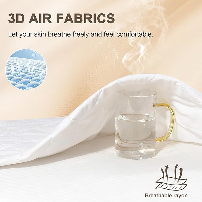 GUHER Waterproof Mattress Protector California King Size,Breathable Bed Cover 3D Air Fabric Mattress Pad Cover,Noiseless＆Ultra-Soft Washable Bed Cover with 6"-14" Deep Pocket (White)