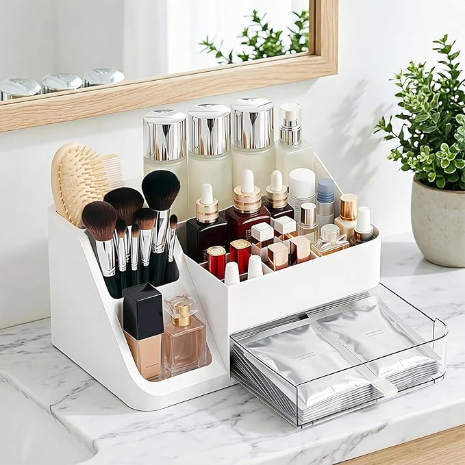Makeup Organizer with Drawers,Large Countertop Makeup Organizers for Vanity,Storage Box Cosmetic Display Cases,Top Dresser and Bathroom,Dresser, Desk, Kitchen, Countertop