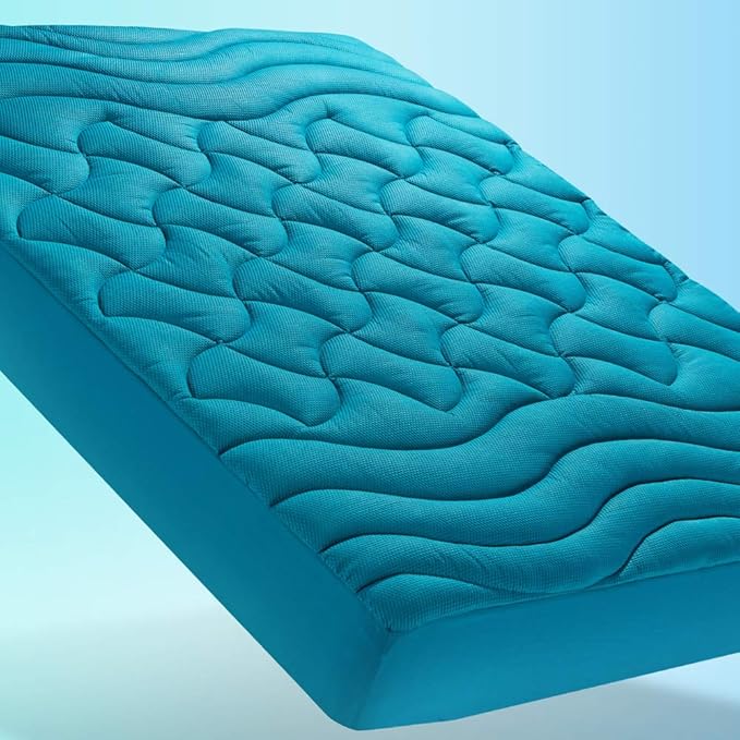 SLEEP ZONE King Size Cooling Mattress Pad, Premium Zoned Quilted Fitted Mattress Topper, Elastic Mattress Protector Cover, Machine Wash Durable, Deep Pocket 8-21 inch, Teal, King