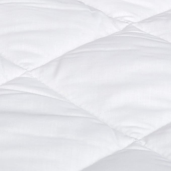 Amazon Basics Hypoallergenic Breathable Quilted Mattress Topper Pad, 18 Inches Deep, Fitted, Machine Washable, Full Size, White