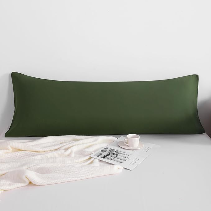 FLXXIE Body Pillow Cover - Super Soft Microfiber 20x54 Body Pillow Case - Envelope Closure, Wrinkle, Stain Resistant Olive Green Body Pillowcase, 20x54, Olive Green