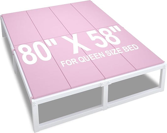 Lutown-Teen Bunkie Board Queen High-Density Polymer Bed Support Bunkie Board Queen Size Anti-Sag, Breathable, Moisture Resistant, Noise Minimizing, Pink