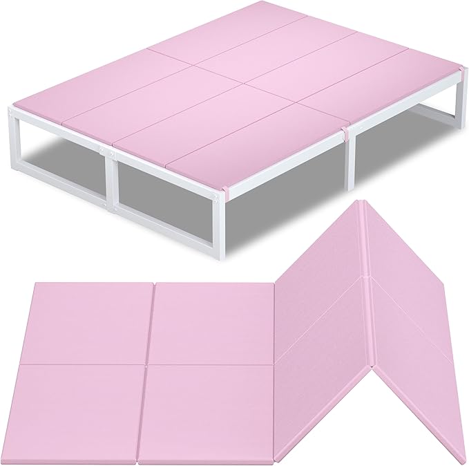 Lutown-Teen Bunkie Board King Under Mattress High-Density Polymer Mattress Support Board King Anti-Sag, Breathable, Moisture Resistant, Noise Minimizing, Pink
