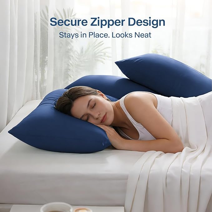 Premium Cooling Pillowcases King Size Set of 2 for Hot Sleepers&Night Sweats Beauty Sleep Reduces Wrinkles&Frizz Softer Than Silk Pillow Cover Oeko-TEX Certified RoyalBlue Breathable