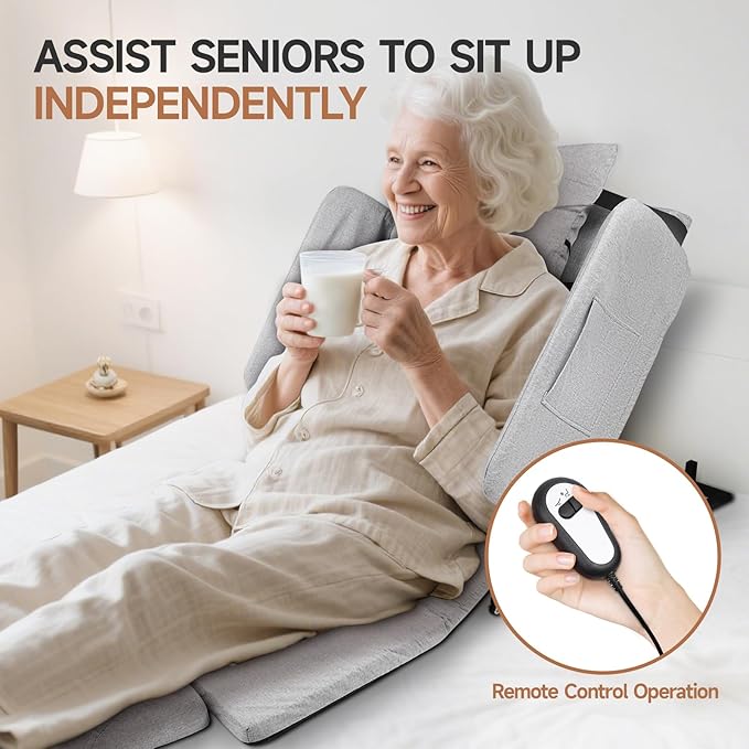 Electric Lifting Bed Backrest with Remote Control, 2–80° Adjustable for Elderly to Sit Up Easily, Comfortable Support for Eating and Resting, 300lb Capacity