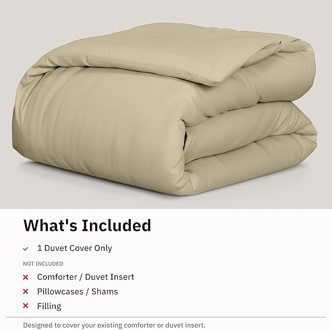 California Design Den Duvet Cover Queen/Full Only - Winner Good Housekeeping Best Bedding Awards 2025, 400 Thread Count Sateen 100% Cotton Queen Duvet Covers, Soft and Durable - Beige (Golden Tone)