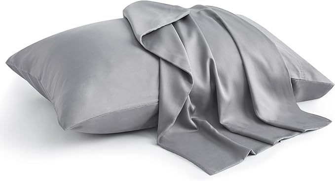 BEDELITE Pillow Cases Queen Size Set of 2, Rayon Derived from Bamboo, Cooling Pillow Cases for Hot Sleepers & Night Sweats, Breathable and Silky Soft Envelope Pillowcases(Silver Grey, 20"x30")