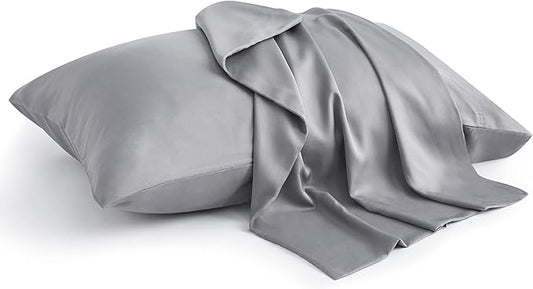 BEDELITE Pillow Cases Queen Size Set of 2, Rayon Derived from Bamboo, Cooling Pillow Cases for Hot Sleepers & Night Sweats, Breathable and Silky Soft Envelope Pillowcases(Silver Grey, 20"x30")