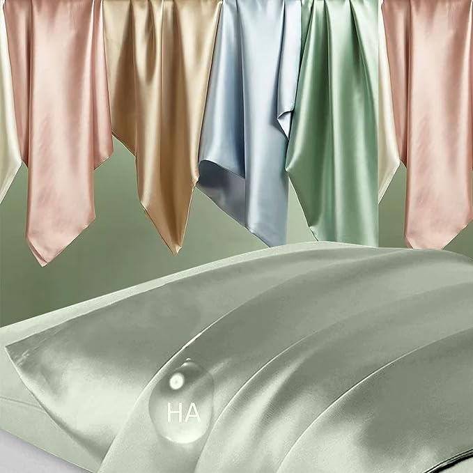 Silk Body Pillow Cases, Mulberry Silk Body Pillow Cover with Zipper, Smooth, Anti Acne, Cooling Sleep Both Sides Natural Silk Satin 20x54 Body Pillowcase, Gifts for Women Men, Sage Green
