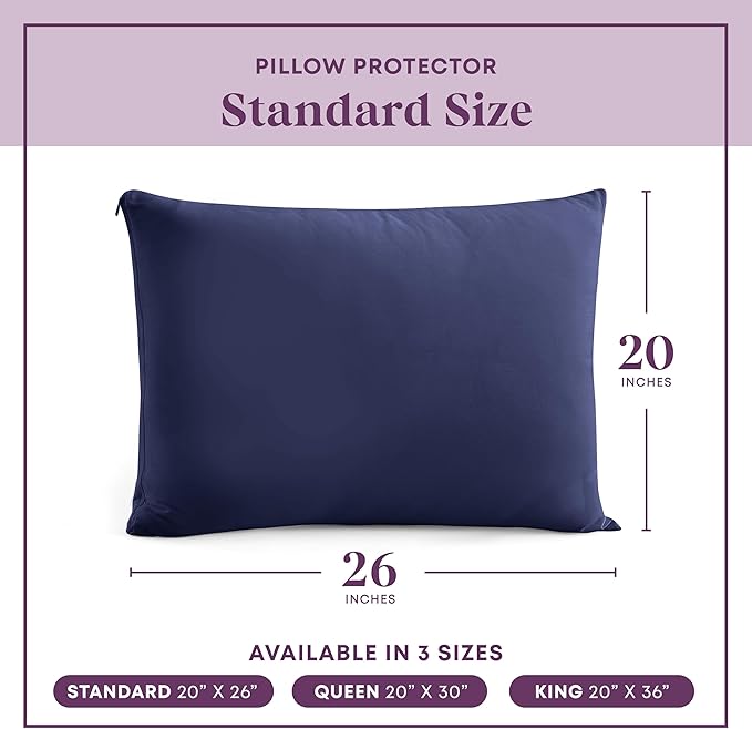 CirclesHome Pillow Protectors 2 Pack Standard Zippered - 100% Cotton Breathable Pillowcases - Protects Pillows from Dirt, Dust and Debris (Standard - Set of 2 - 20x26)