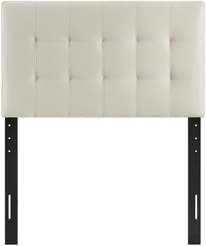Modway Lily Tufted Linen Fabric Upholstered Twin Headboard in Ivory