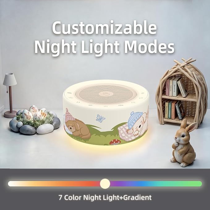 Kipcush White Noise Machine - Soft Non-Glare Nursery Lamp, 30 Soothing Sounds, 8 Color Lights, Max 8-Hour Timer for Baby & Adults (Sleepy Puppy, Standard)