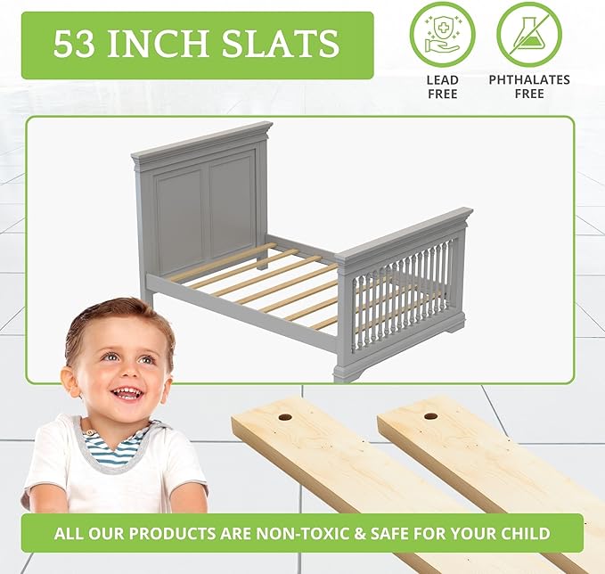 CC KITS Bed Slats for Twin, Full, Queen & King Sizes - Bed Slat Under Mattress Support - Bunkie Board - Box Spring & Mattress Platform Foundation Replacement - Set of 8 Slats (Full - 53")