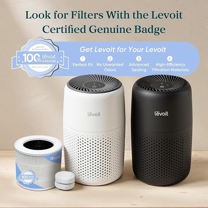 LEVOIT Air Purifiers for Bedroom Home Dorm, AHAM VERIFIDE, 3-in-1 Filter Cleaner With Aroma Pad, Filters Smoke, Allergens, Pet Dander, Odor, Dust, Office, Desktop, Core Mini-P, Black