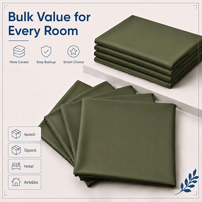 ZPECC Pillow Cases Standard Size Set of 4, 20x26 Envelope Closure Pillowcases, Soft Plain Brushed Microfiber Covers Hypoallergenic Breathable, Olive Green