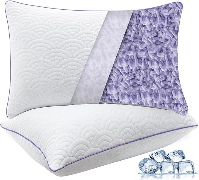 MOLCLCUY Memory Foam Pillows King Size Set of 2 Adjustable Cool Pillow for Side Back Stomach Sleepers Luxury Gel Pillow with Washable Cover