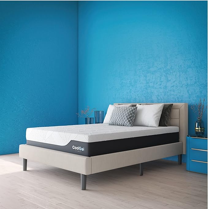 COOL GEL Chill Memory Foam 14-Inch Mattress with Pillow, CertiPUR-US Certified, Mattress in a Box, Twin, White