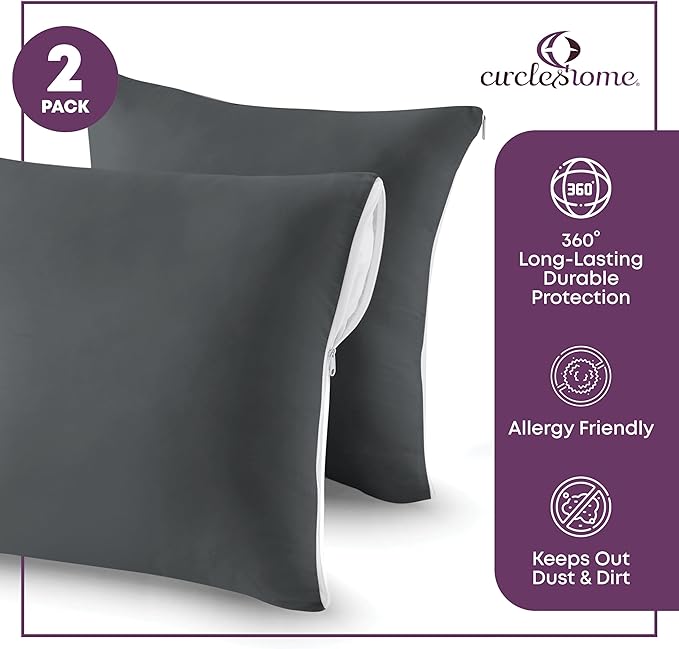 CIRCLESHOME Throw Pillow Protectors - 100% Cotton Breathable Pillowcases - 16 X 16 Square Pillowcases - Protects Pillows from Dirt, Dust and Debris (Square Pillow - 4 Pack- 16x16)