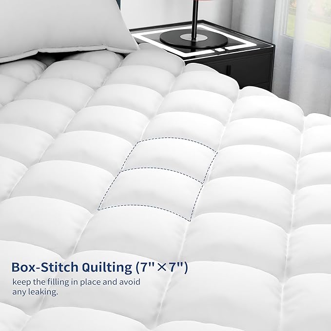 Sunflower Queen Mattress Pad, Hypoallergenic Cotton Mattress Cover, 18-22" Extra Deep Pocket Quilted Protector, Breathable&Noiseless