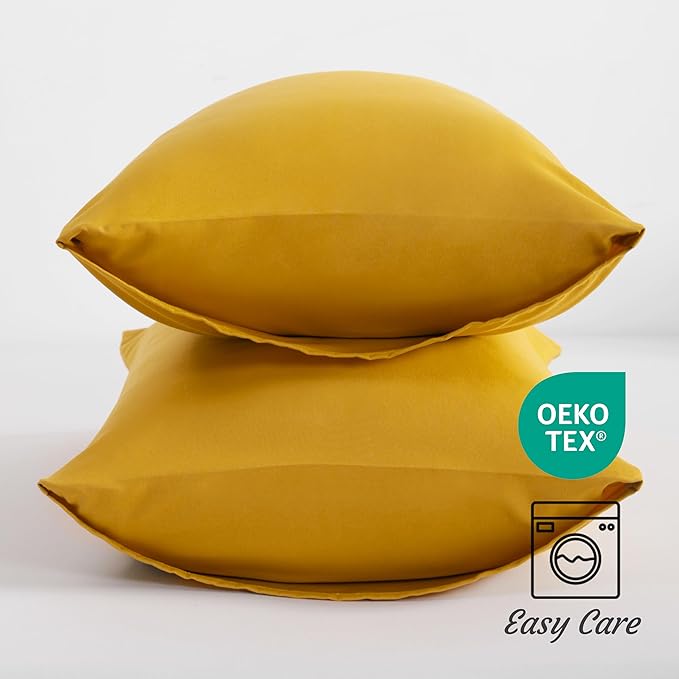 NTBAY Queen Pillow Cases Set of 2, 2 Pack Brushed Microfiber 20x30 Pillow Cases, Soft, Wrinkle, Fade, Stain Resistant Ginger Yellow Pillow Cases with Envelope Closure, 20x30 Inches, Ginger Yellow