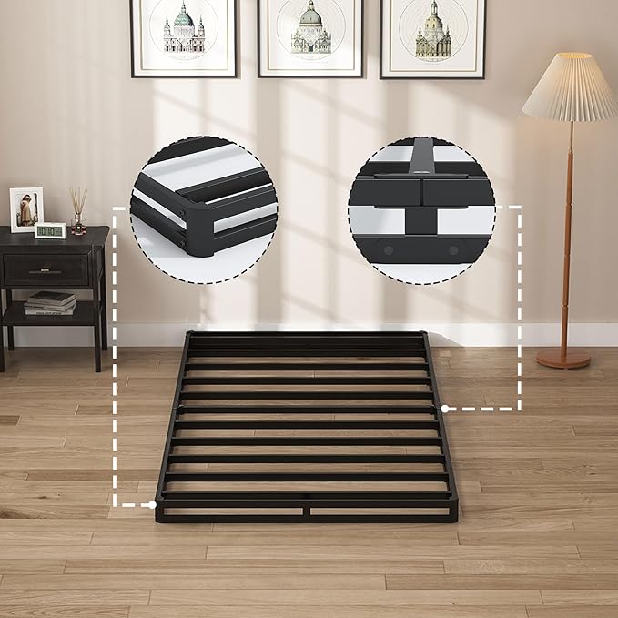 SHOANED Twin Size Box Springs - 3 Inch Low Profile Mattress Foundation No Noise Heavy Duty Metal Basics Bed Base with Clean Fabric Cover, Easy Assembly