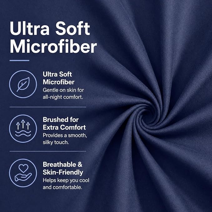 EVOLIVE Ultra Soft Body Pillow Cover 21"x54", Cozy Microfiber Pillowcase with Hidden Zipper, Breathable, Perfect for Pregnancy & Side Sleepers, Cover Only (21"x54" Body Pillow Cover, Navy)