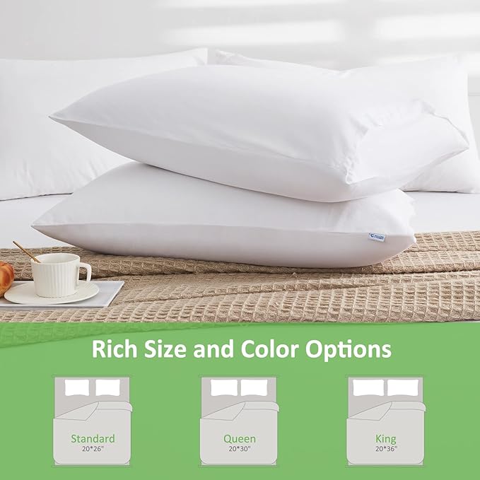 LUXEAR Pillow Cases, 2 Pack Standard Size Linen Pillowcases for Hair Skin, Silky Skin-Friendly, Machine Washable Pillow Covers - White