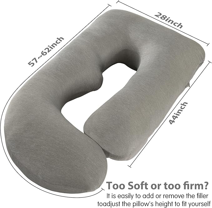Elover Cooling Pregnancy Pillows for Sleeping,U Shaped Full Body Pillow with Removable Cover,Pregnant Women Must Haves,Maternity Essential,Black Grey
