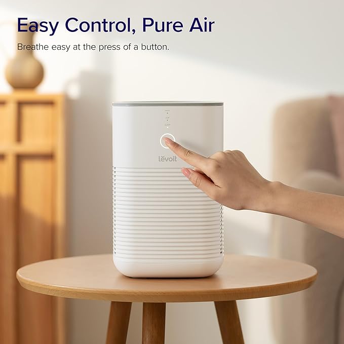 LEVOIT Air Purifiers for Bedroom Home Dorm, AHAM VERIFIDE, Freshens Small Room with Aroma Pad, For Smoke, Pollen, Pet Dander, Odor, Dust, Office, Desktop, 1 Pack, White